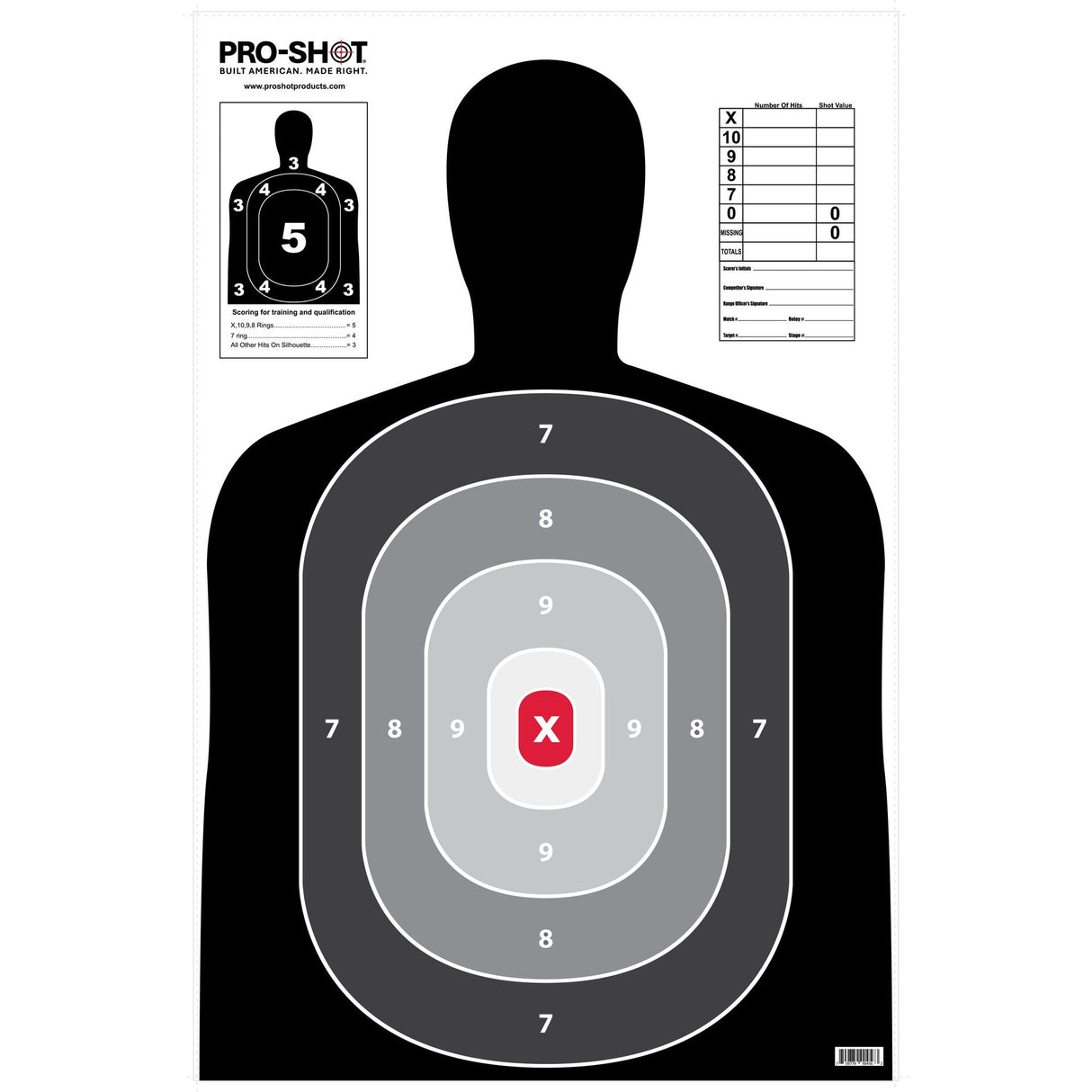 Pro-Shot Products - Silhouette Target-Pro B27, 23"x35" 5 Pack