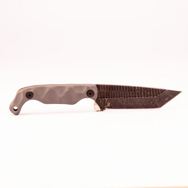 Stroup Knives - Bravo 5 Tanto Fixed Blade Knife, Gray G-10