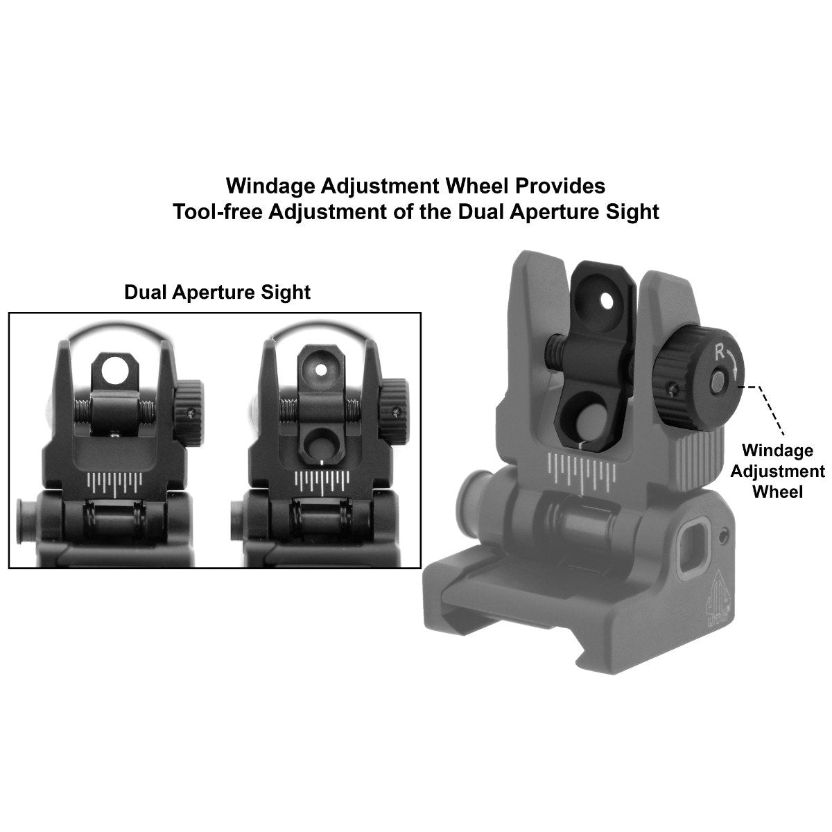 Leapers UTG - Accu-Sync AR15 Flip-Up Rear Sight - Black
