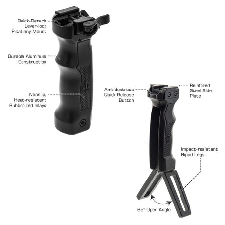 Leapers UTG - D-Grip Quick Release Deployable Bipod