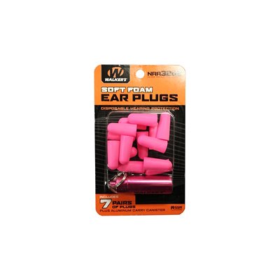 Walkers - Pink Foam Ear Plugs with Case, 7 Pairs