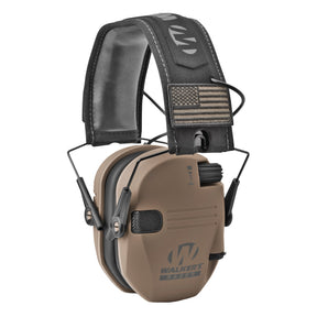 Walkers - Razor Electronic Earmuff FDE with Patches