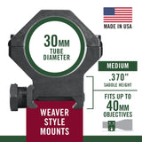 Weaver - 4-Hole Tactical 30mm Medium Rings - Matte Black
