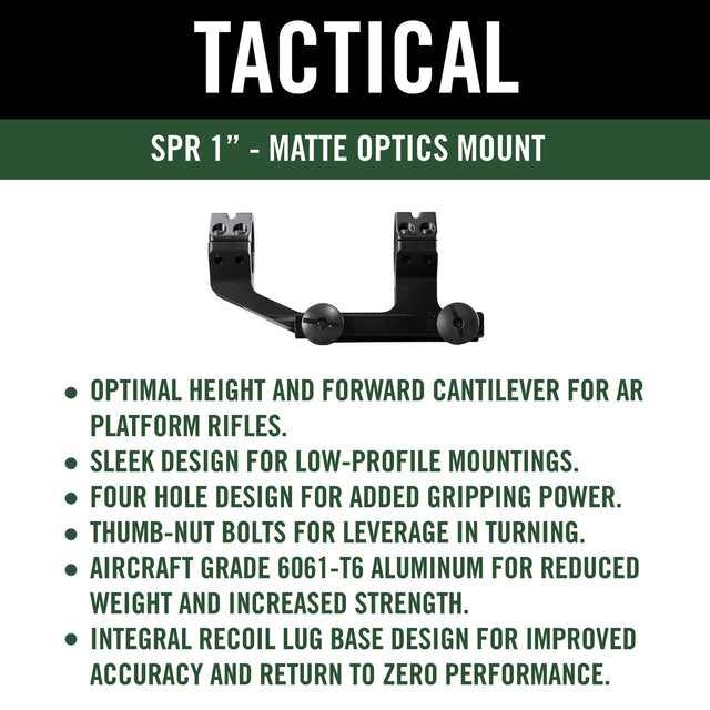 Weaver - 1" High Matte Integral Rail Mount