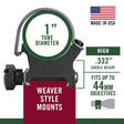 Weaver - Top Mount 1" High Rings, Matte Black