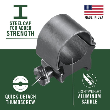 Weaver - Top Mount 1" High Rings, Matte Black