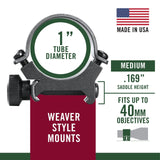 Weaver - Sure Grip 1" Medium Rings - Matte Black