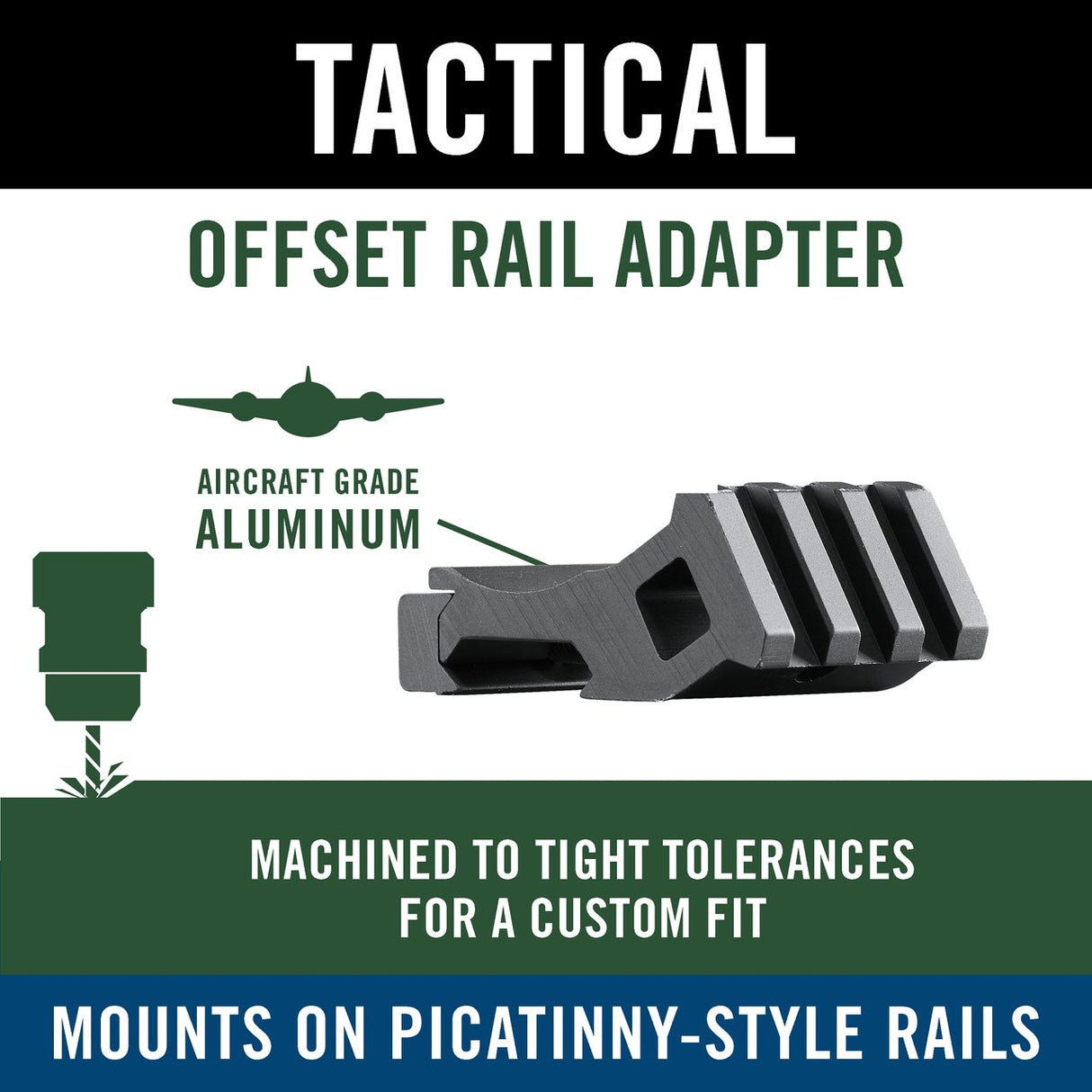 Weaver - Offset Rail Adapter for Picatinny, Black