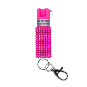 Sabre - Pepper Spray with Jeweled Design and Keychain - Pink