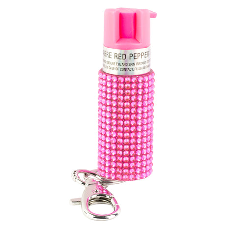 Sabre - Pepper Spray with Jeweled Design and Keychain - Pink