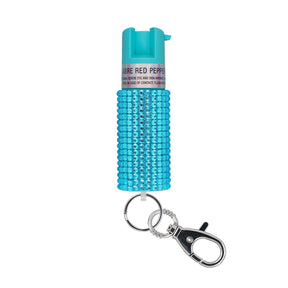 Sabre - Jeweled Pepper Spray with Snap-Clip Keychain - Teal