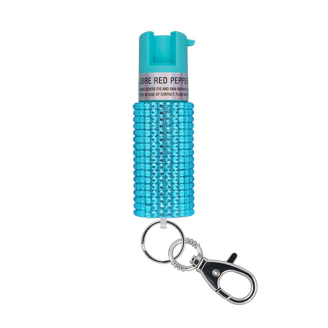Sabre - Jeweled Pepper Spray with Snap-Clip Keychain - Teal