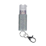 Sabre - Jeweled Pepper Spray with Snap-Clip Keychain - Silver