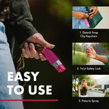 Sabre - Jeweled Pepper Spray with Snap-Clip Keychain - Silver