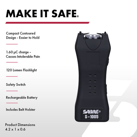 Sabre - 2-in-1 Stun Gun and Flashlight with Holster - Turquoise