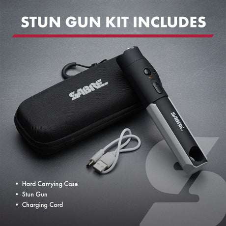 Sabre - 2-in-1 Stun Gun with 200-Lumen LED Flashlight - Black
