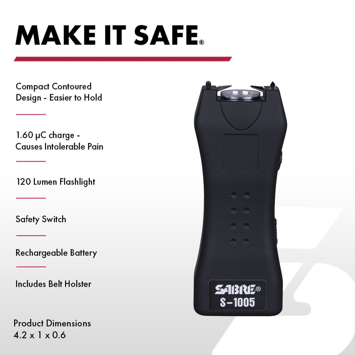 Sabre - 2-in-1 Stun Gun and Flashlight with Holster - Pink