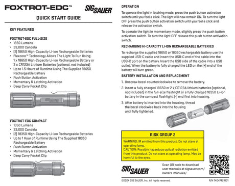 Sig Sauer - FOXTROT-EDC Full-Size 1350 Lumen Everyday Carry Flashlight