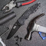 SOG - 3.1" Folding Knife, Clip Point Straight Edge, G10 Handle, Hardcased Black Finish