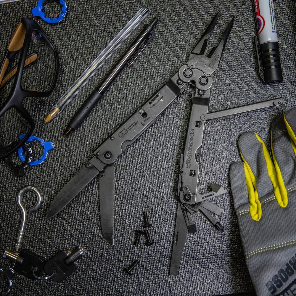 SOG - PowerAssist Multi-Tool - Black with Nylon Pouch, Dual S.A.T. Blades and Heavy-Duty Construction