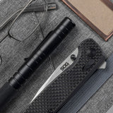 SOG - Terminus XR, Folding Knife, 2.95" Straight Clip Point, Black G10 and Carbon Fiber Handle, CPM S35VN Steel, Satin Finish, Silver