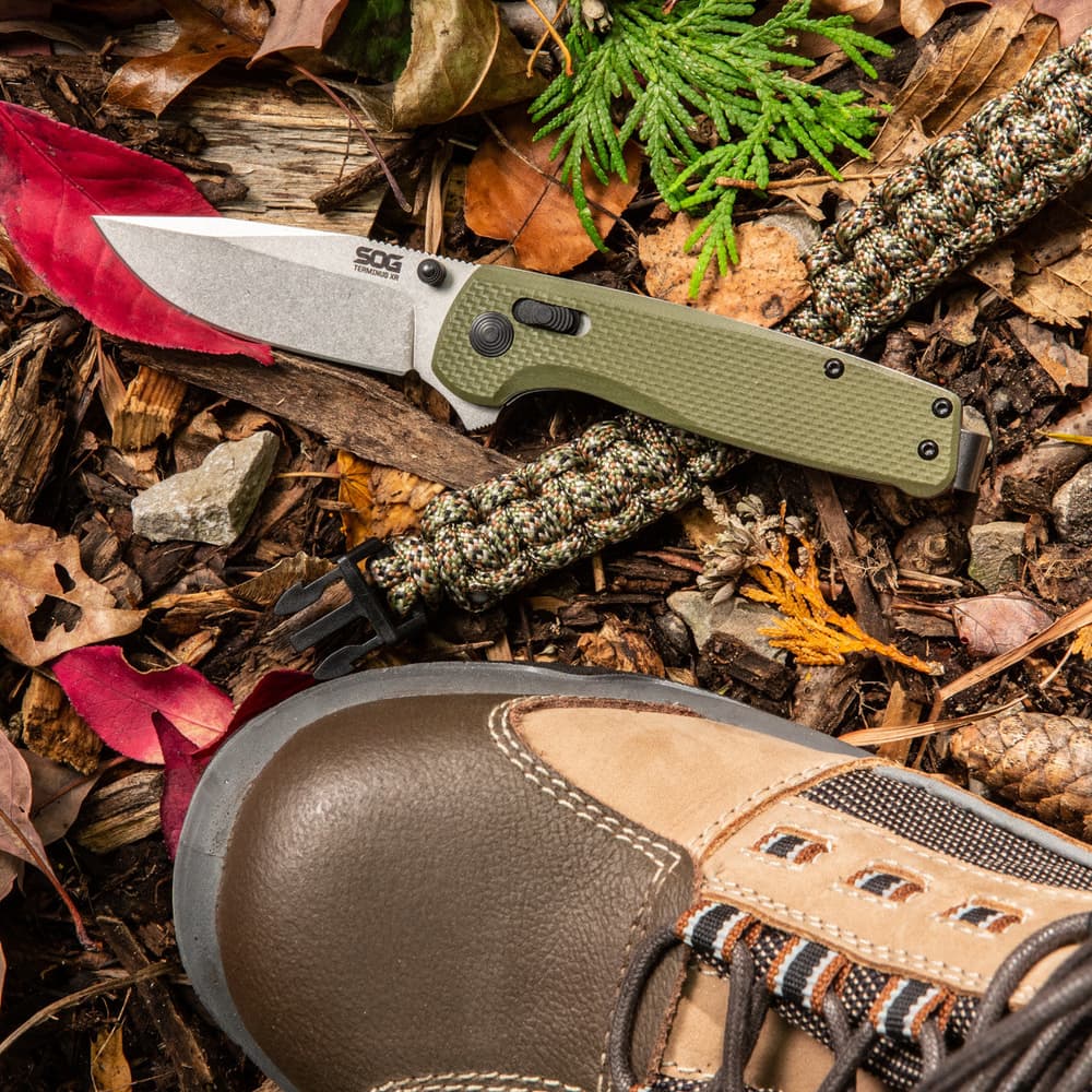 SOG - Terminus XR, Folding Knife, 2.95" Straight Clip Point, Olive Drab Green