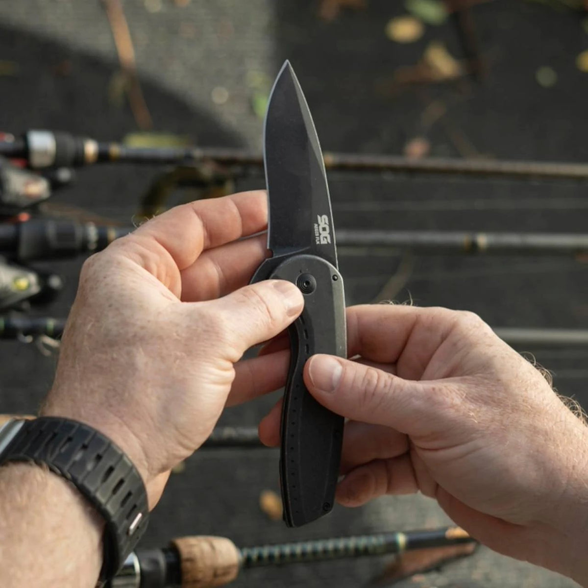 SOG Knives - Aegis FLK 2.0 Black Drop Point Folding Knife