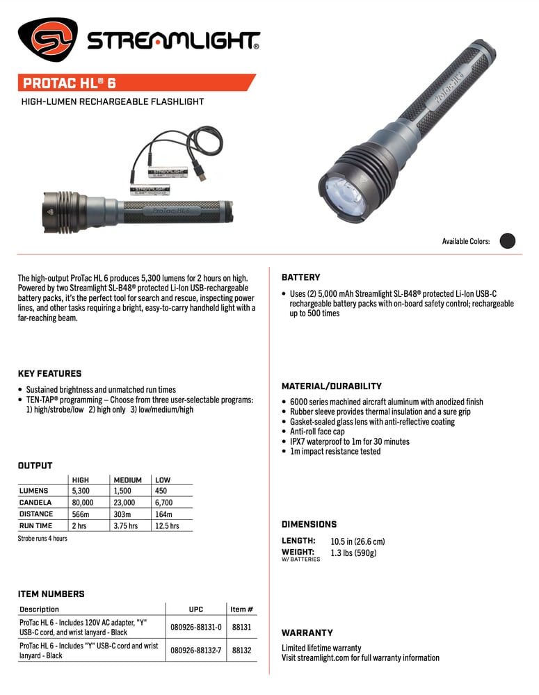 Streamlight - PROTAC HL® 6 Flashlight