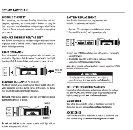 SureFire - E2T Dual-Output MaxVision Tactician, LED Flashlight