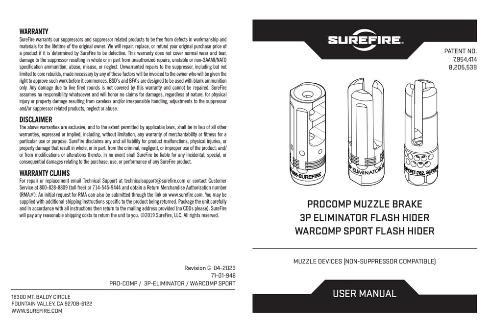 SureFire - SOCOM 4-Prong Flash Hider, Various Calibers/Thread Patterns