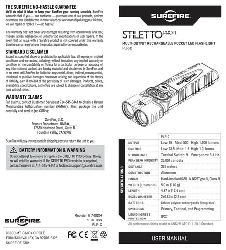 SureFire - Stiletto Pro II Multi-Output Rechargeable Pocket LED Flashlight with Hybrid Beam