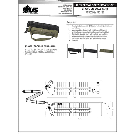 US PeaceKeeper - Shotgun Scabbard, Black, 29.5"/34.5" Extended