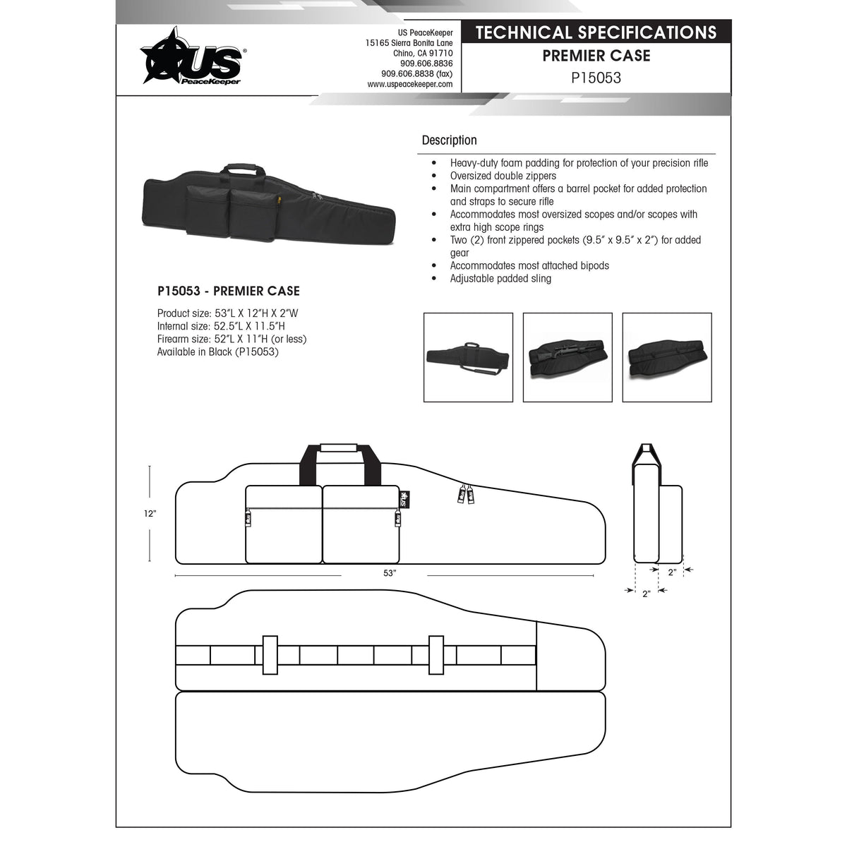 US PeaceKeeper - Premier Rifle Case - Black
