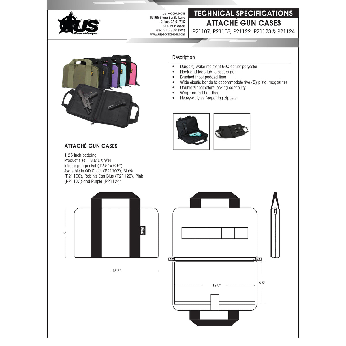 US PeaceKeeper - Attaché Gun Case in OD Green