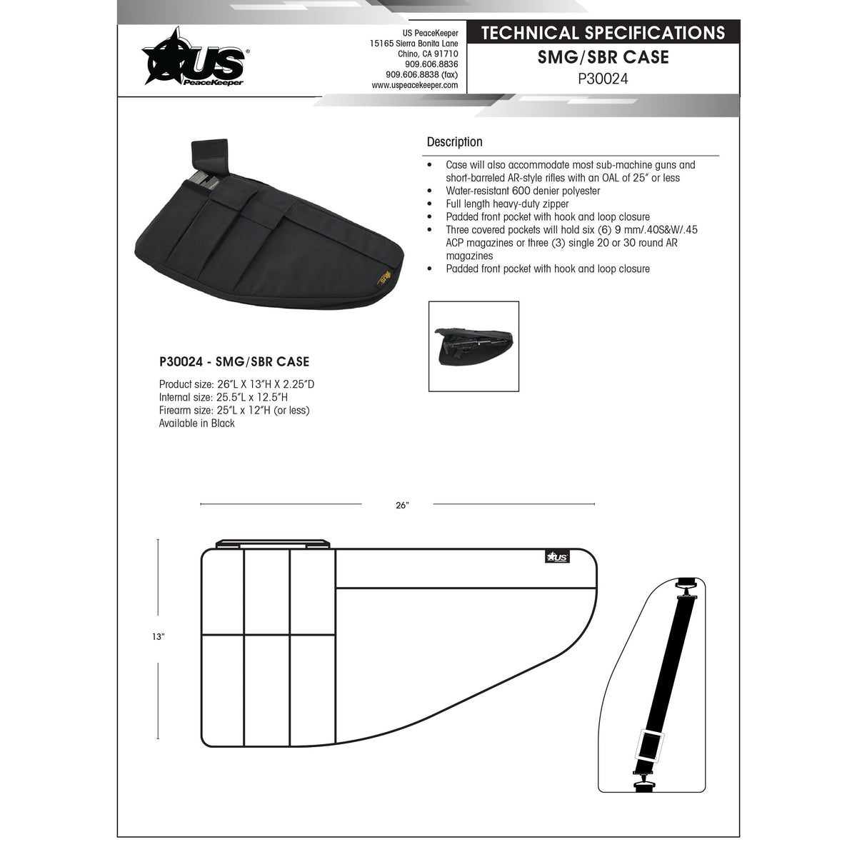 US PeaceKeeper - SMG/SBR Case - Black