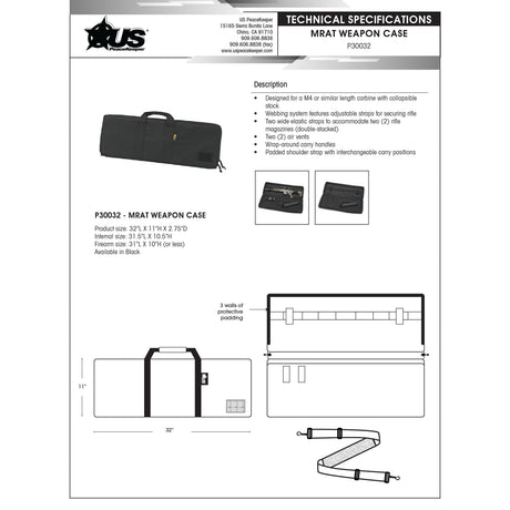 US PeaceKeeper - MRAT Weapon Case for M4 Carbines - Black