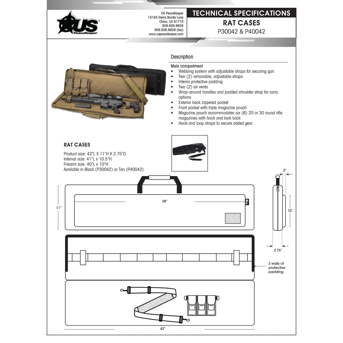 US PeaceKeeper - RAT Rapid Assault Tactical Case 36" - Black