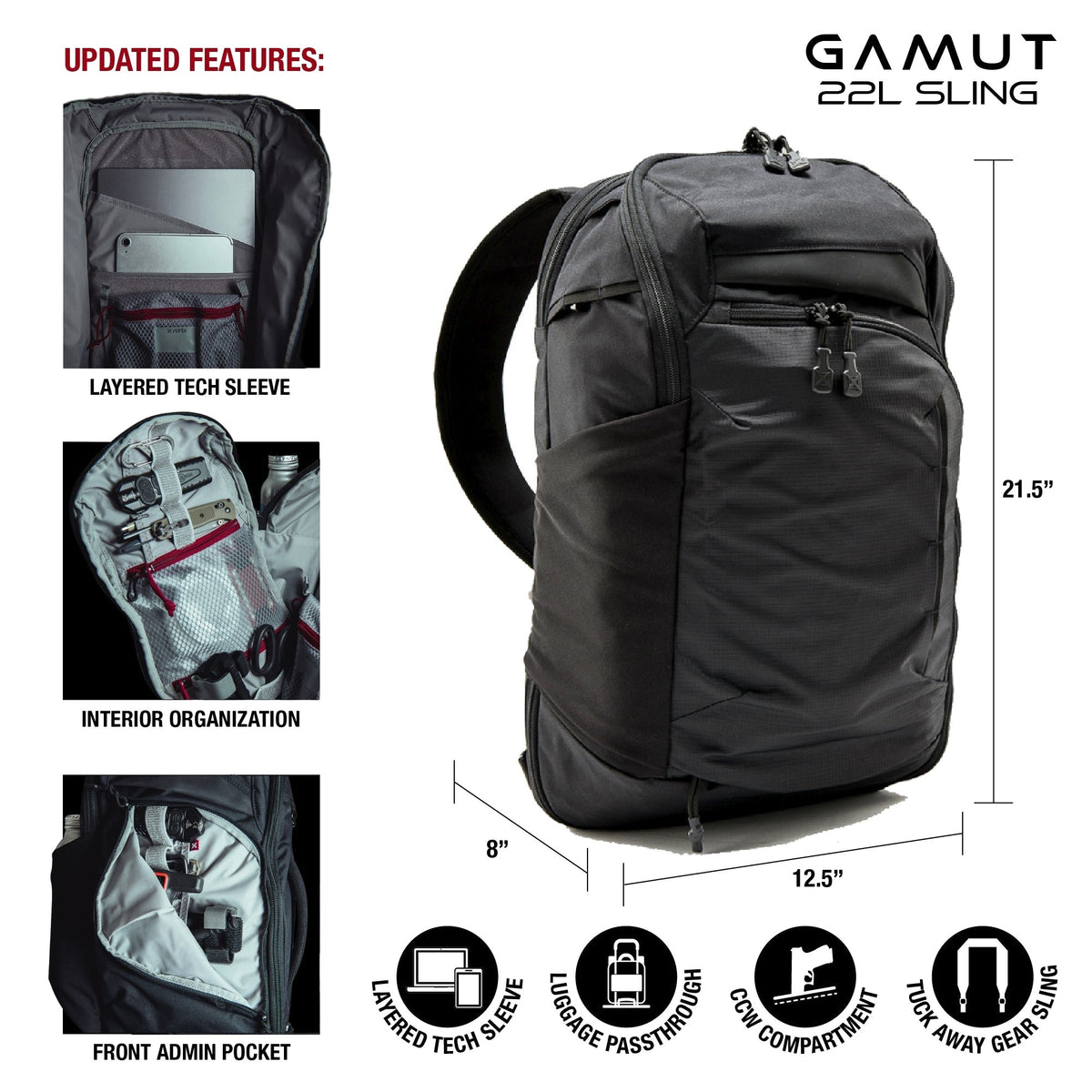 Vertx - Gamut 22L Sling Pack - Black — view 2