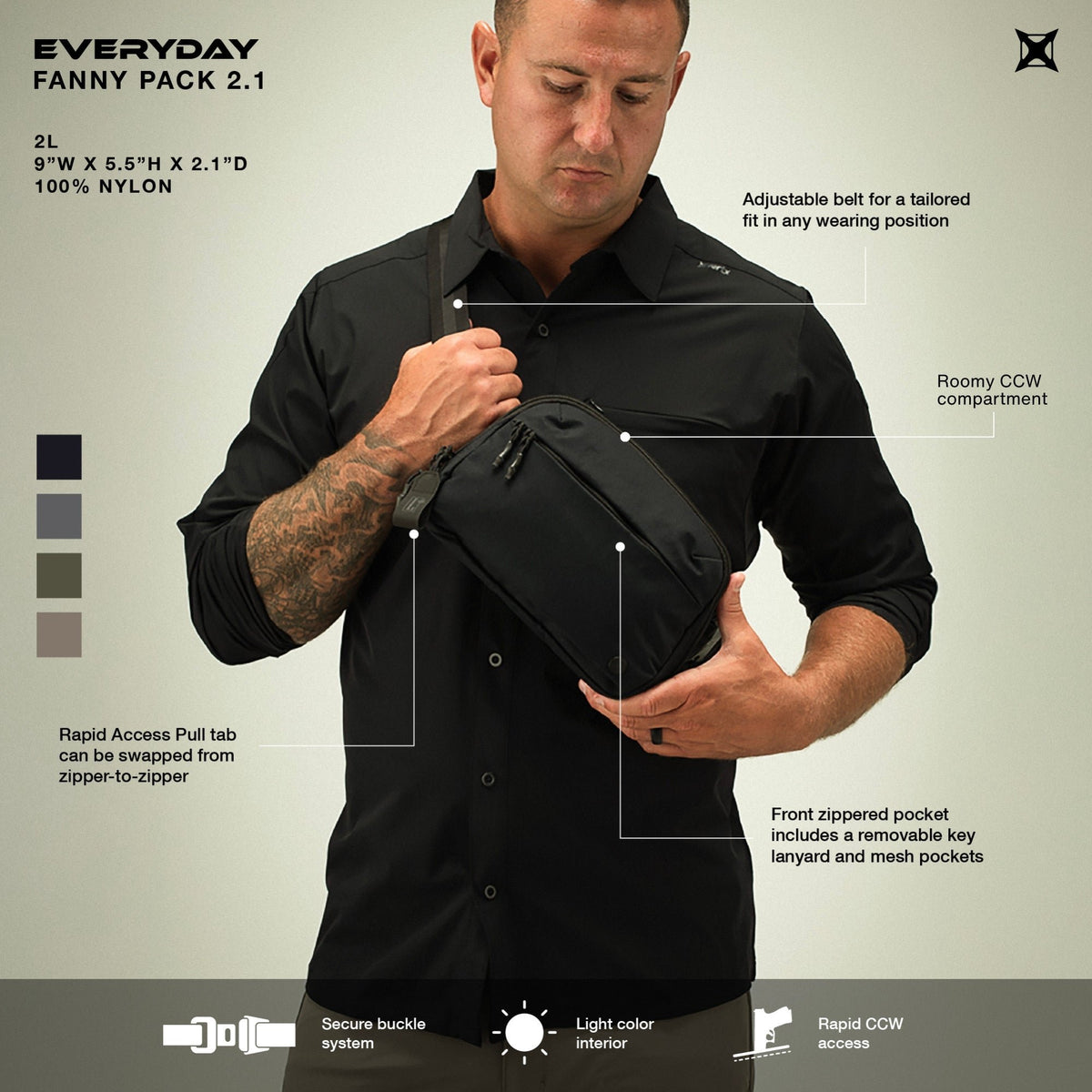 Vertx - Everyday Fanny Pack 2.1 - Wolf Grey — view 3