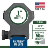 Weaver - Six-Hole Picatinny Rings 1 Inch X-High — view 3