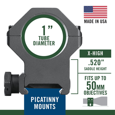 Weaver - Six-Hole Picatinny Rings 1 Inch X-High — view 3