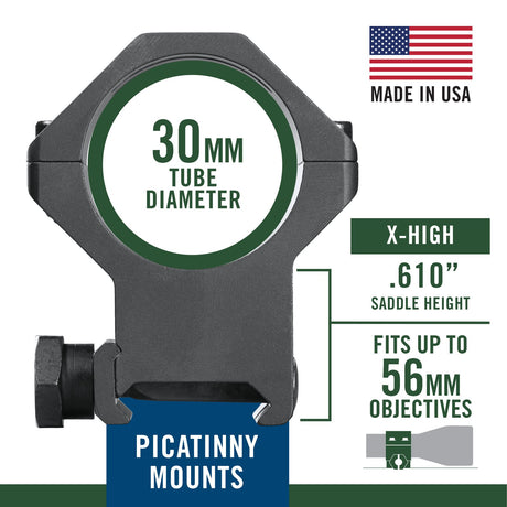 Weaver - Six Hole Picatinny Rings 30mm X-High — view 4